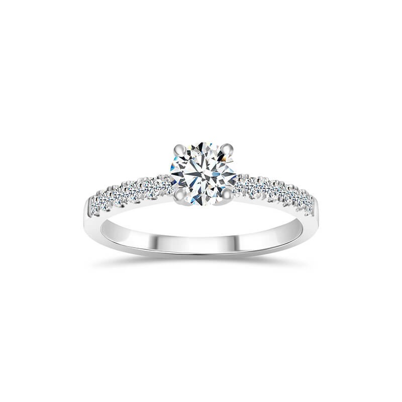 Bague Solitaire Diamant Pavé "Eva"