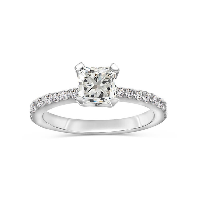 Bague Solitaire Diamant Pavé "Étoile"